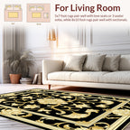 Elegant Black Gold Floral Manor Rug