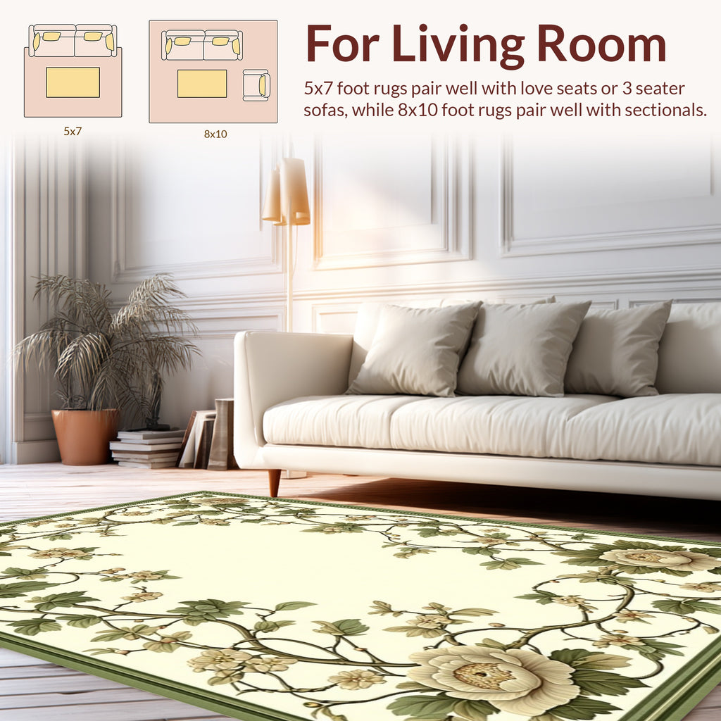 Elegant Floral Vine Scroll Design Rug