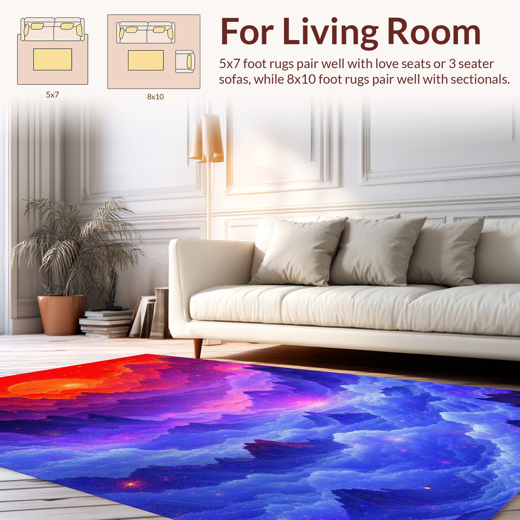 Galactic Nebula Mountain Landscape Rug