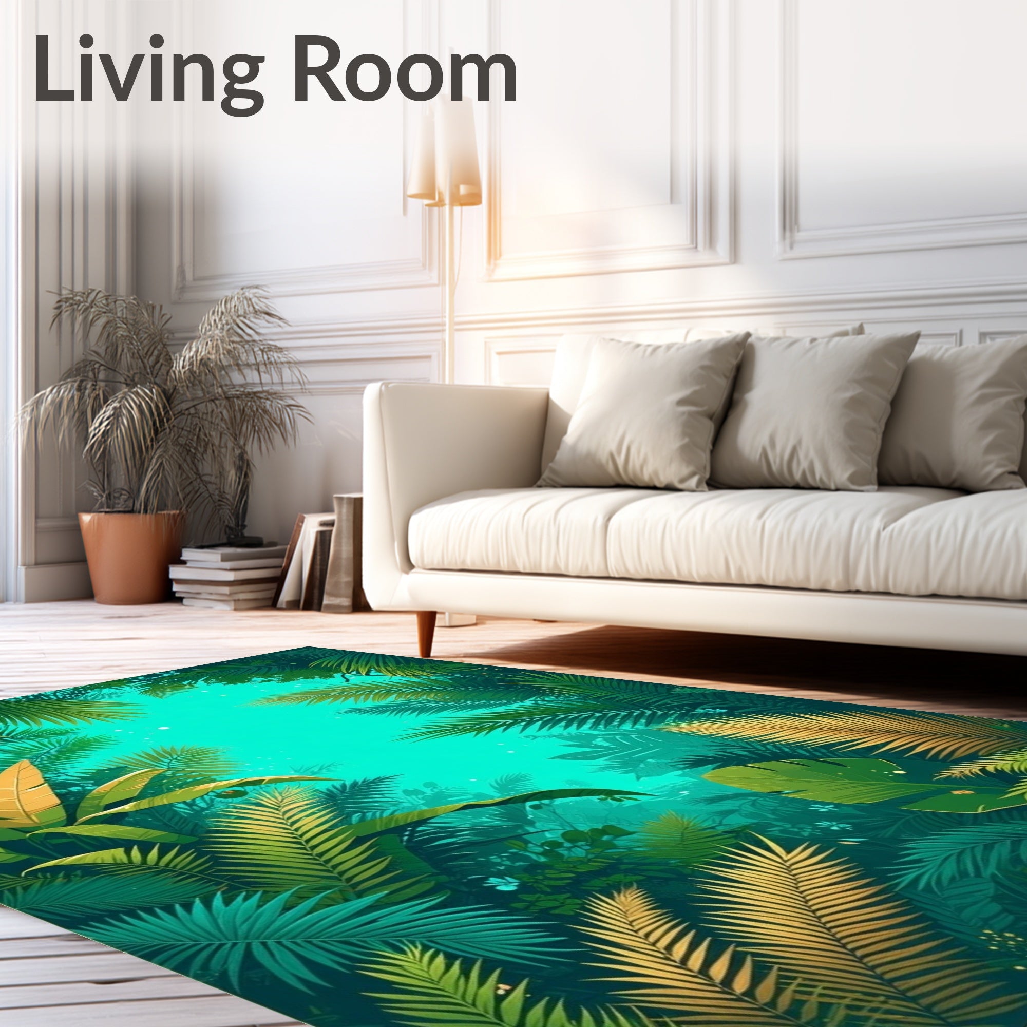 Lush Jungle Tropical Leaf Pattern Rug