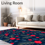 Festive Red Berry Pine Branch Rug