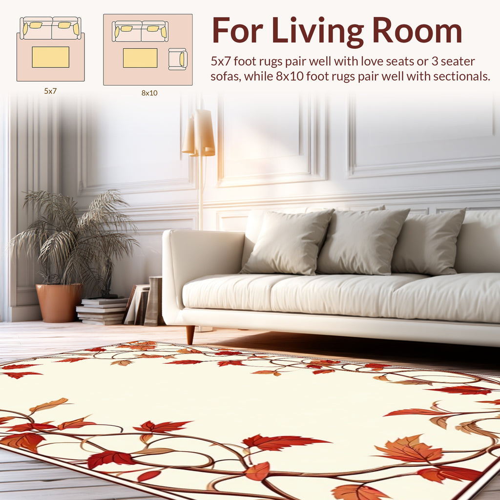 Autumn Leaves Vine Border Frame Rug
