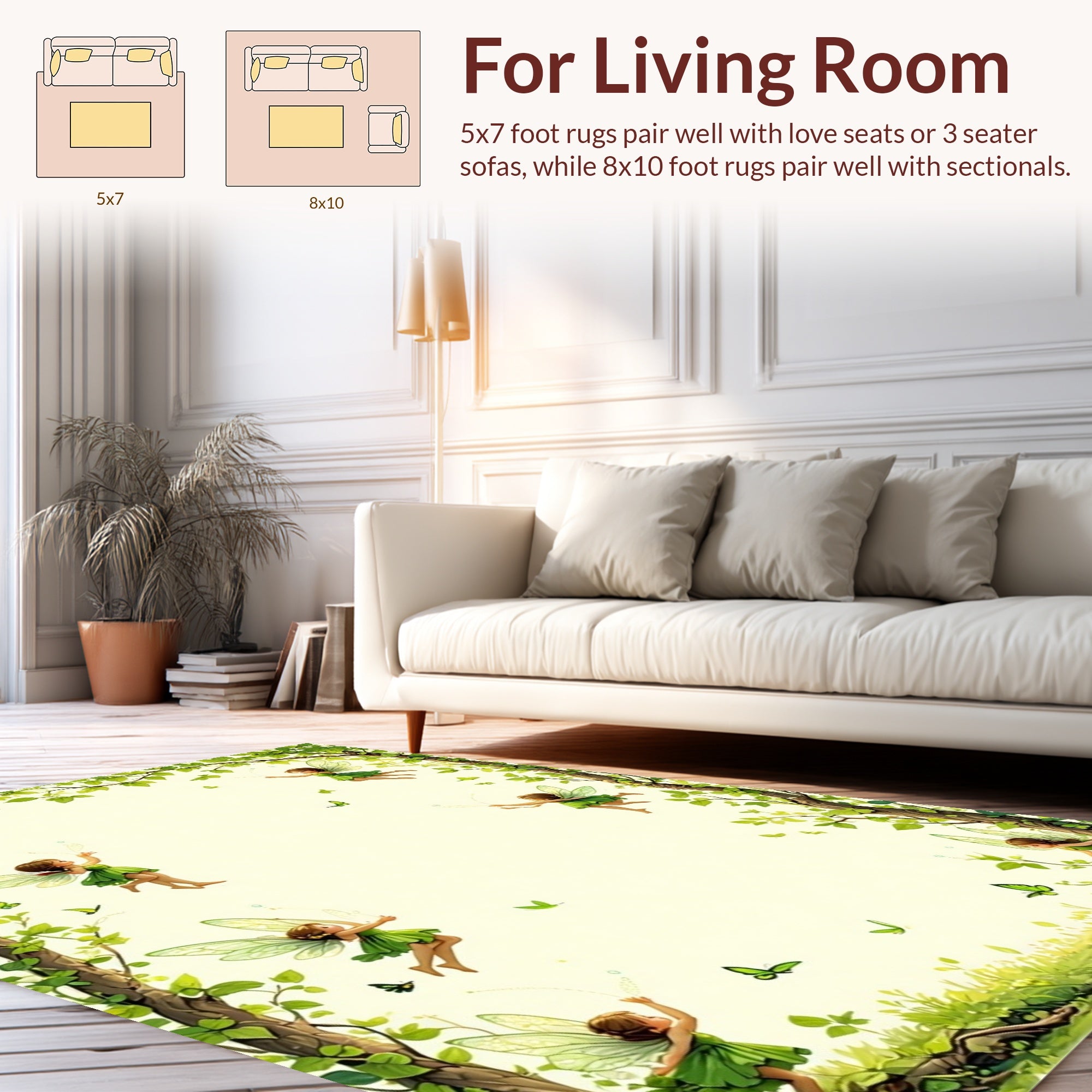 Enchanted Fairy Garden Whimsical Design Rug