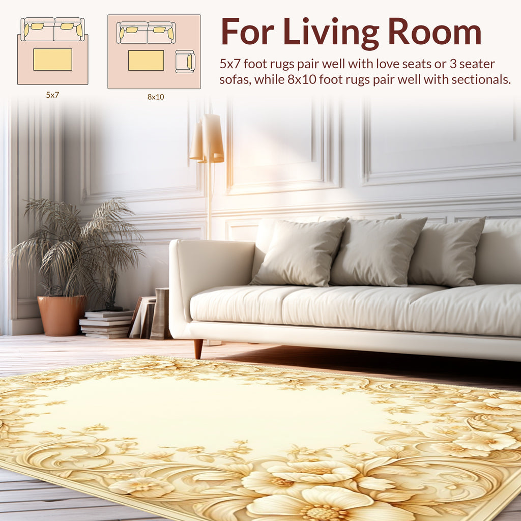 Antique Floral Swirls Embellished Rug