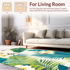 Tropical Hibiscus Palm Leaf Pattern Rug