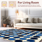 Blue Octagon Contrast Geometric Pattern Rug