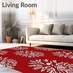 Crimson White Floral Botanical Medallion Rug