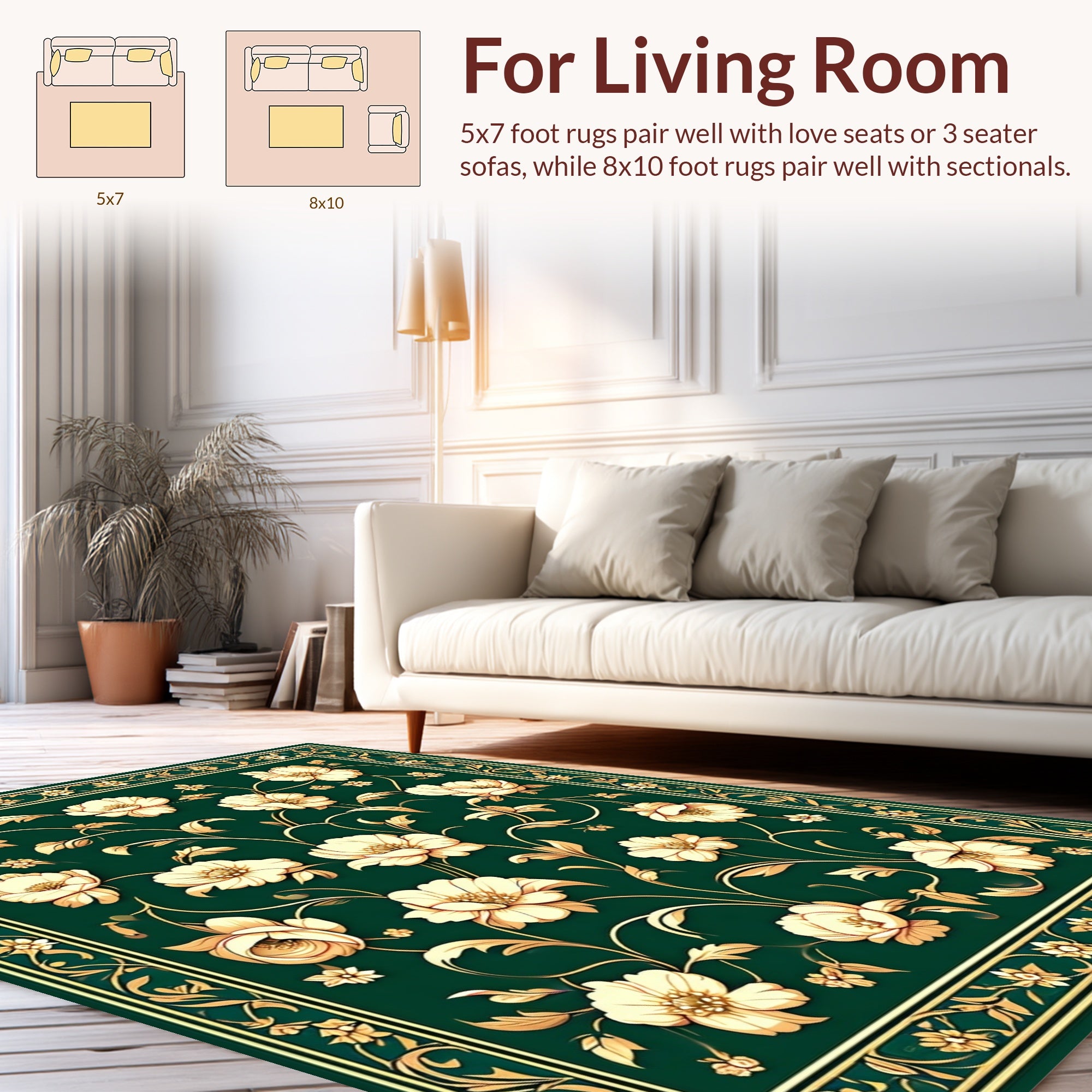 Elegant Floral Vine Patterned Rug
