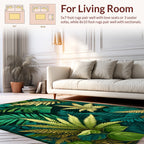 Lush Tropical Green and Gold Ferns Rug