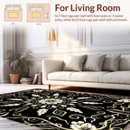 Classic Floral Mandala Black Gold Rug