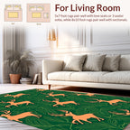 Orange Deer On Green Leafy Background Rug