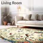 Birds Among Floral Garden Branches Rug