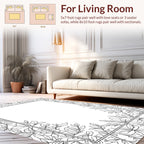 Botanical Outline Floral Pattern Rug