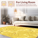 Yellow Botanical Line Art Pattern Rug