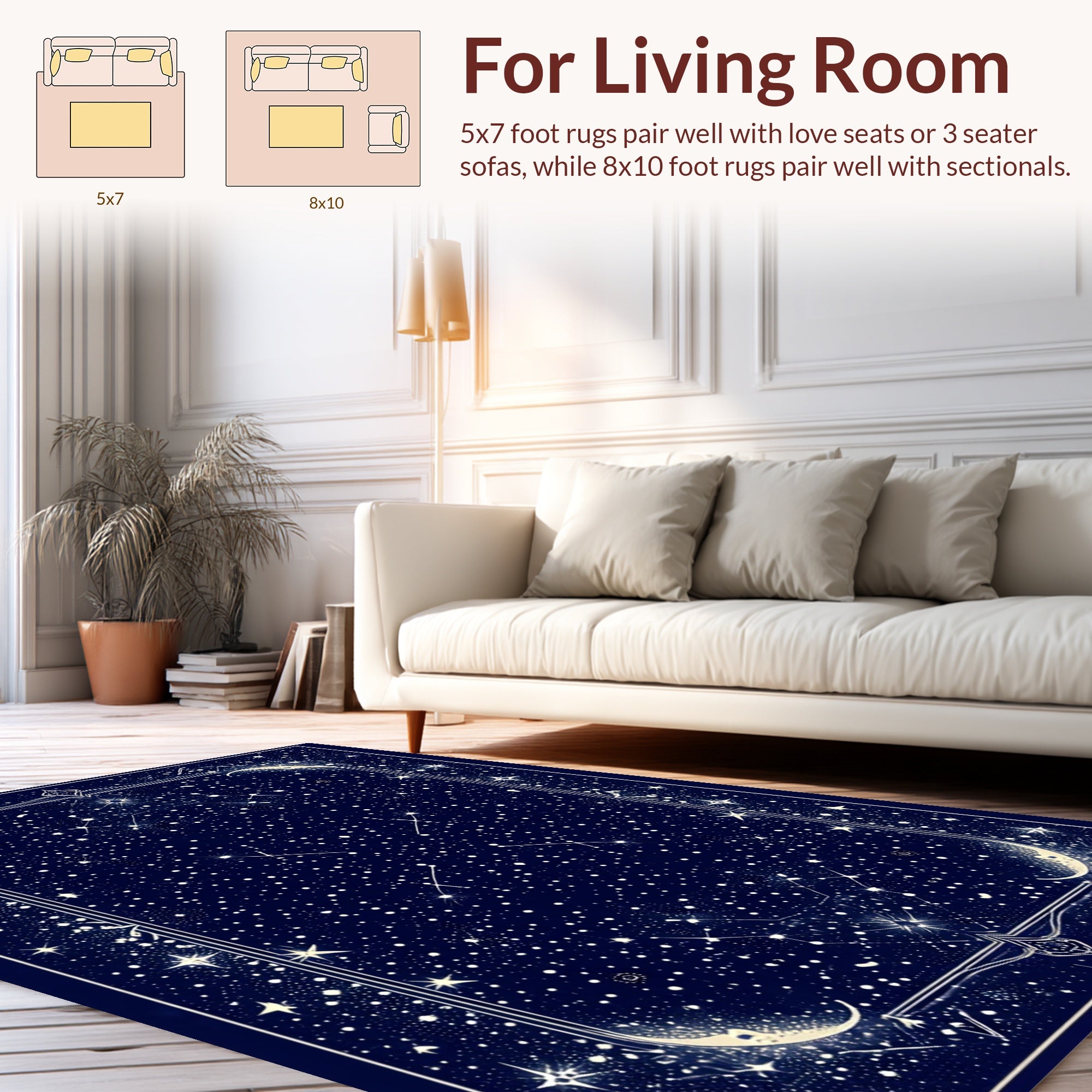 Midnight Sky Celestial Constellations Rug