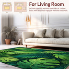 Lush Green Tropical Palm Leaf Pattern Rug