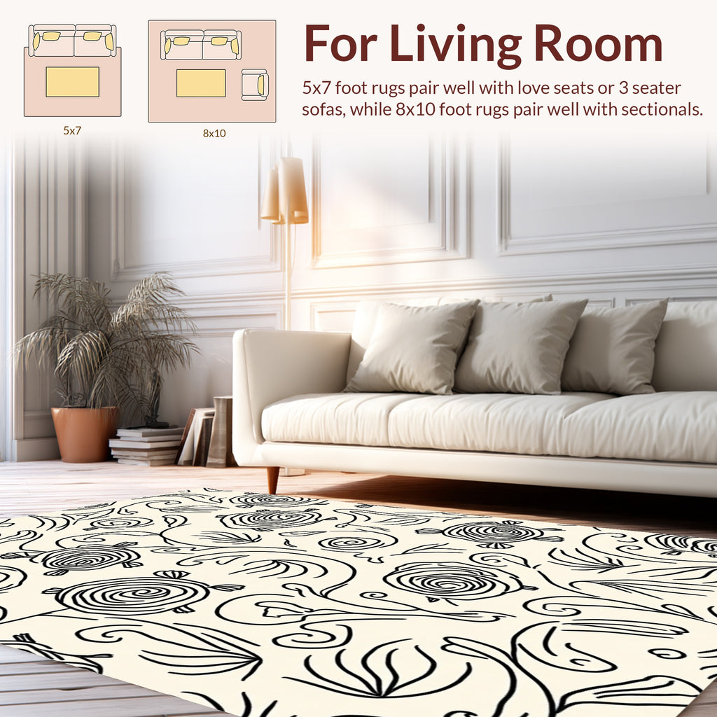 Whimsical Tortoise Botanical Floral Design Rug