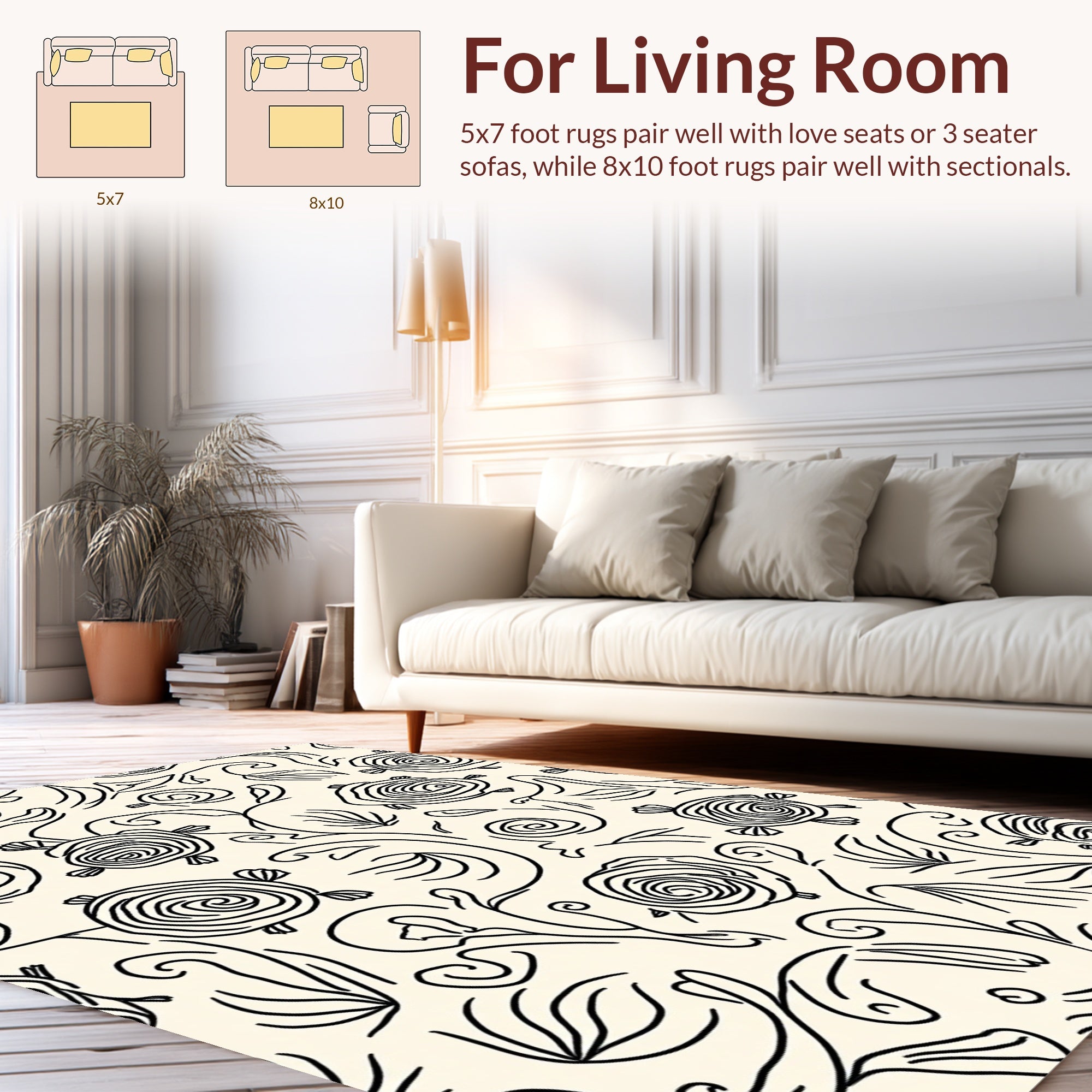 Whimsical Tortoise Botanical Floral Design Rug