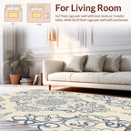 Blue Floral Damask Inspired Design Rug