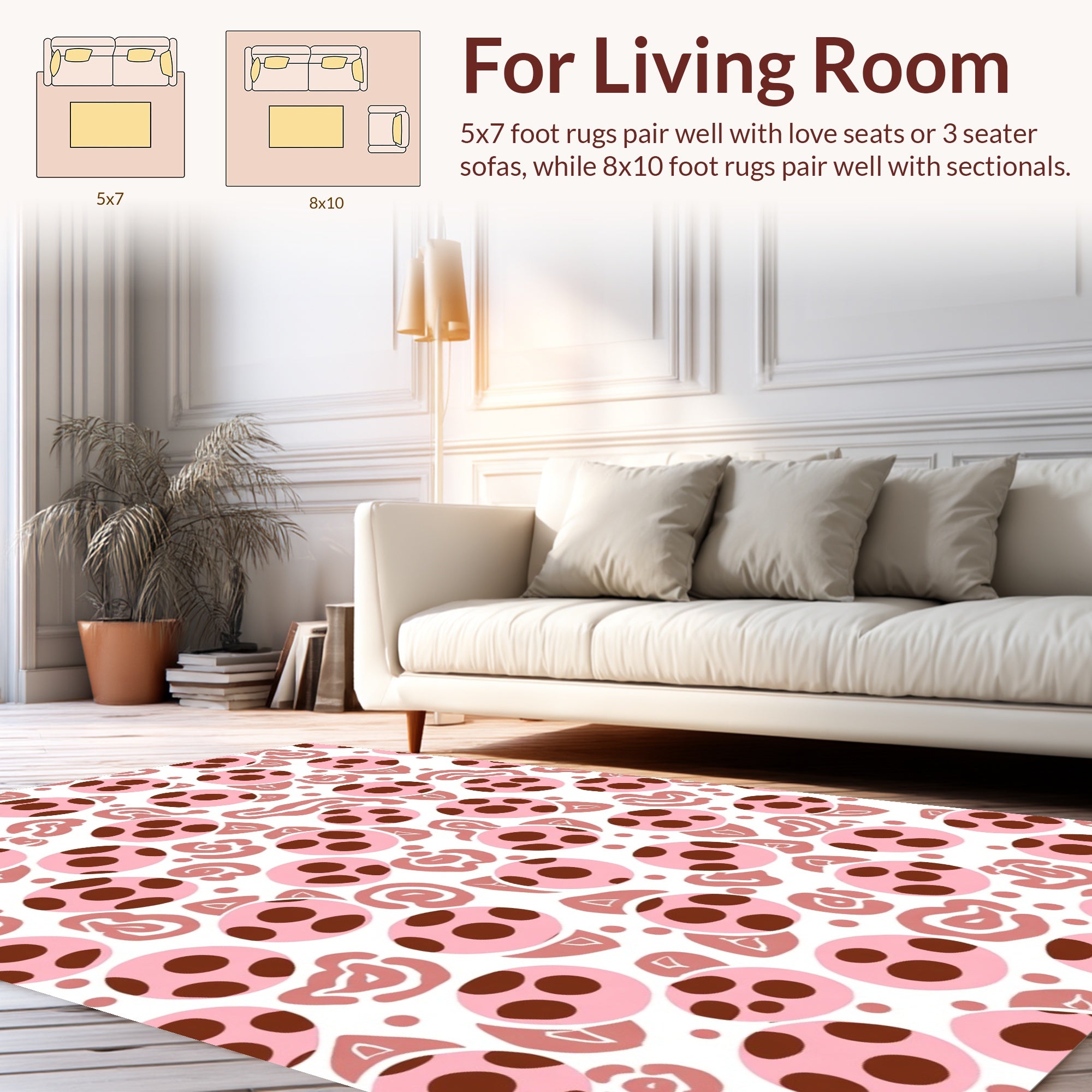 Pink Polka Dot Animal Print Pattern Rug