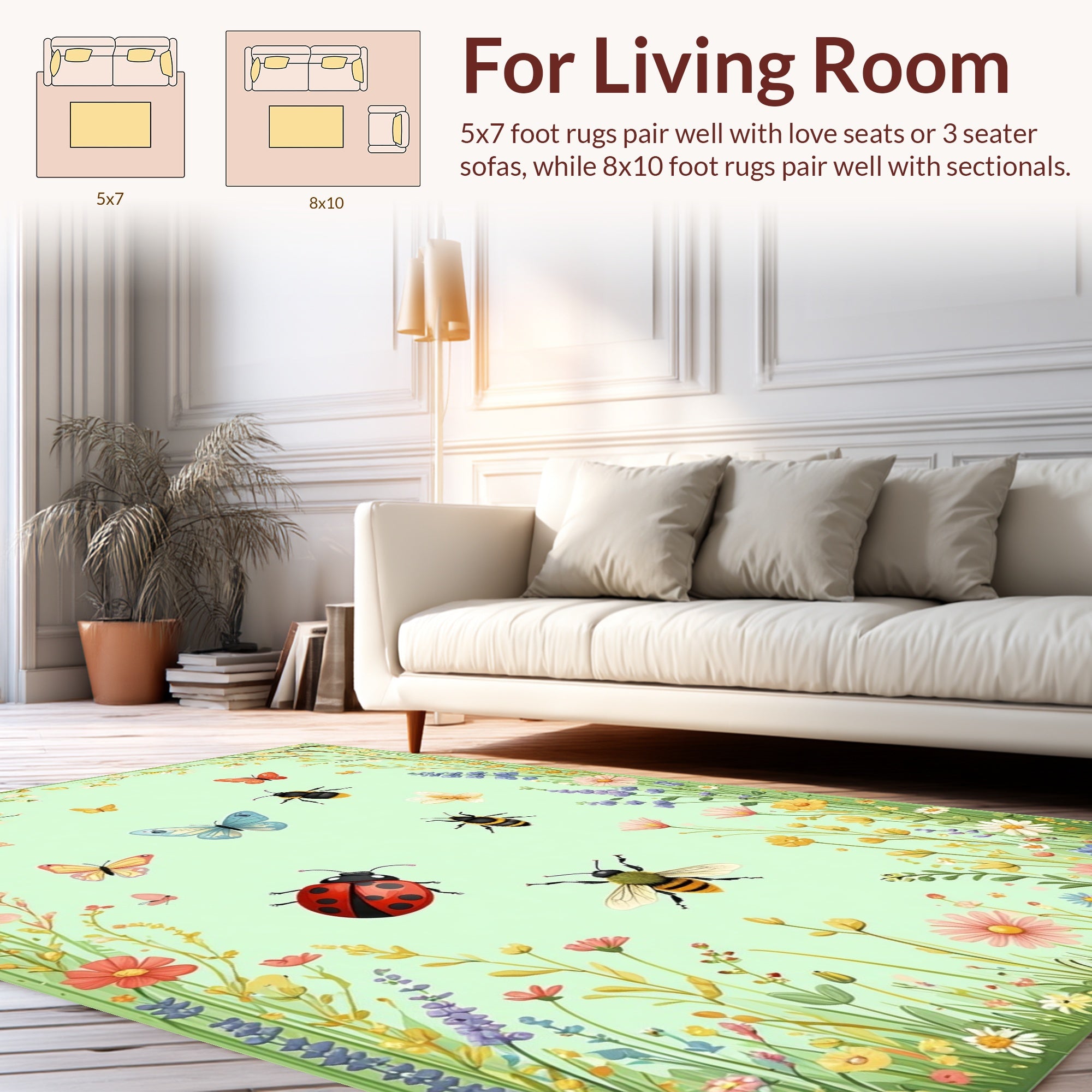 Whimsical Garden Insects And Butterflies Rug