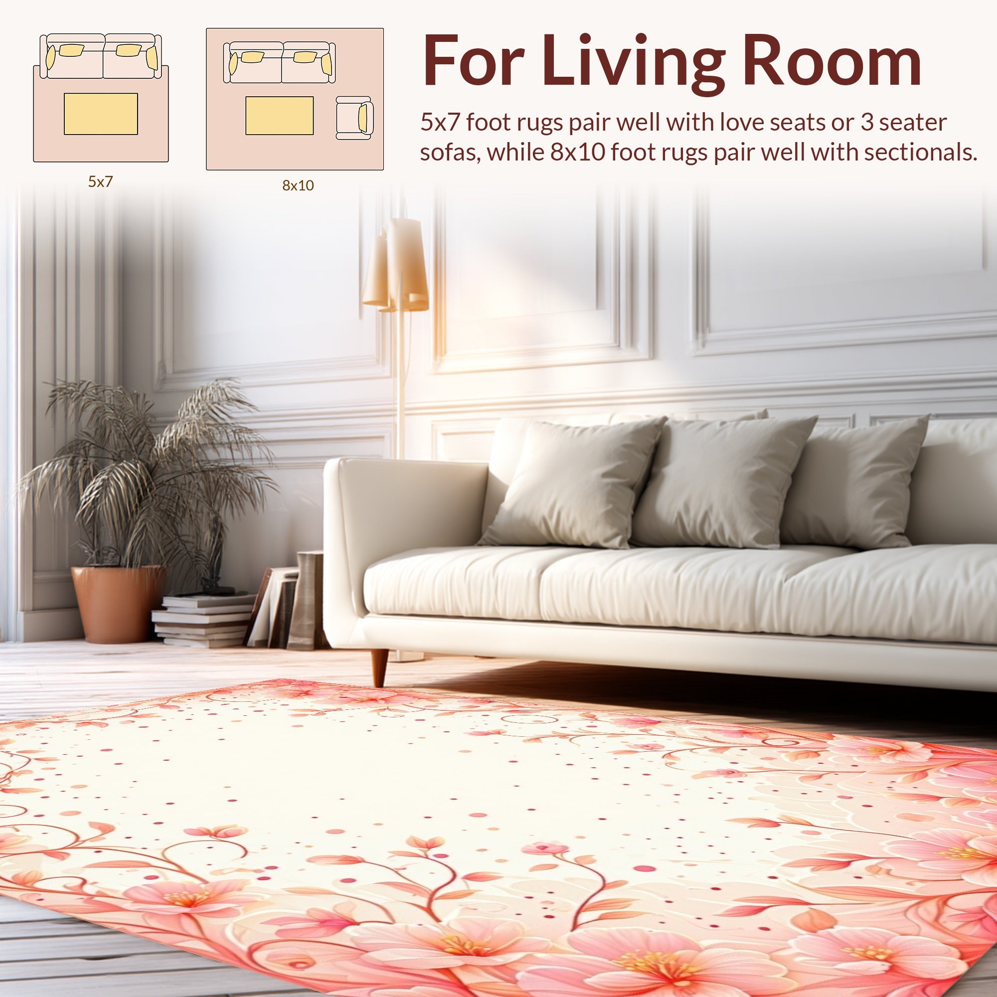Soft Pink Blossom Floral Design Rug