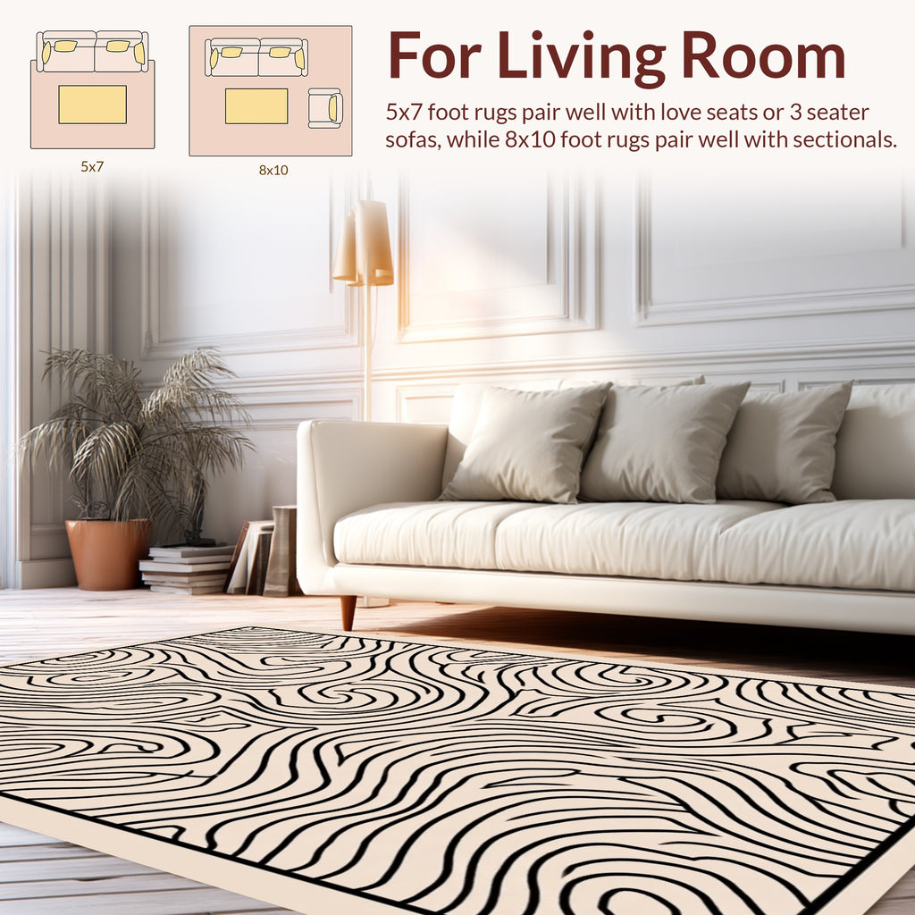 Abstract Swirl Line Art Design Rug