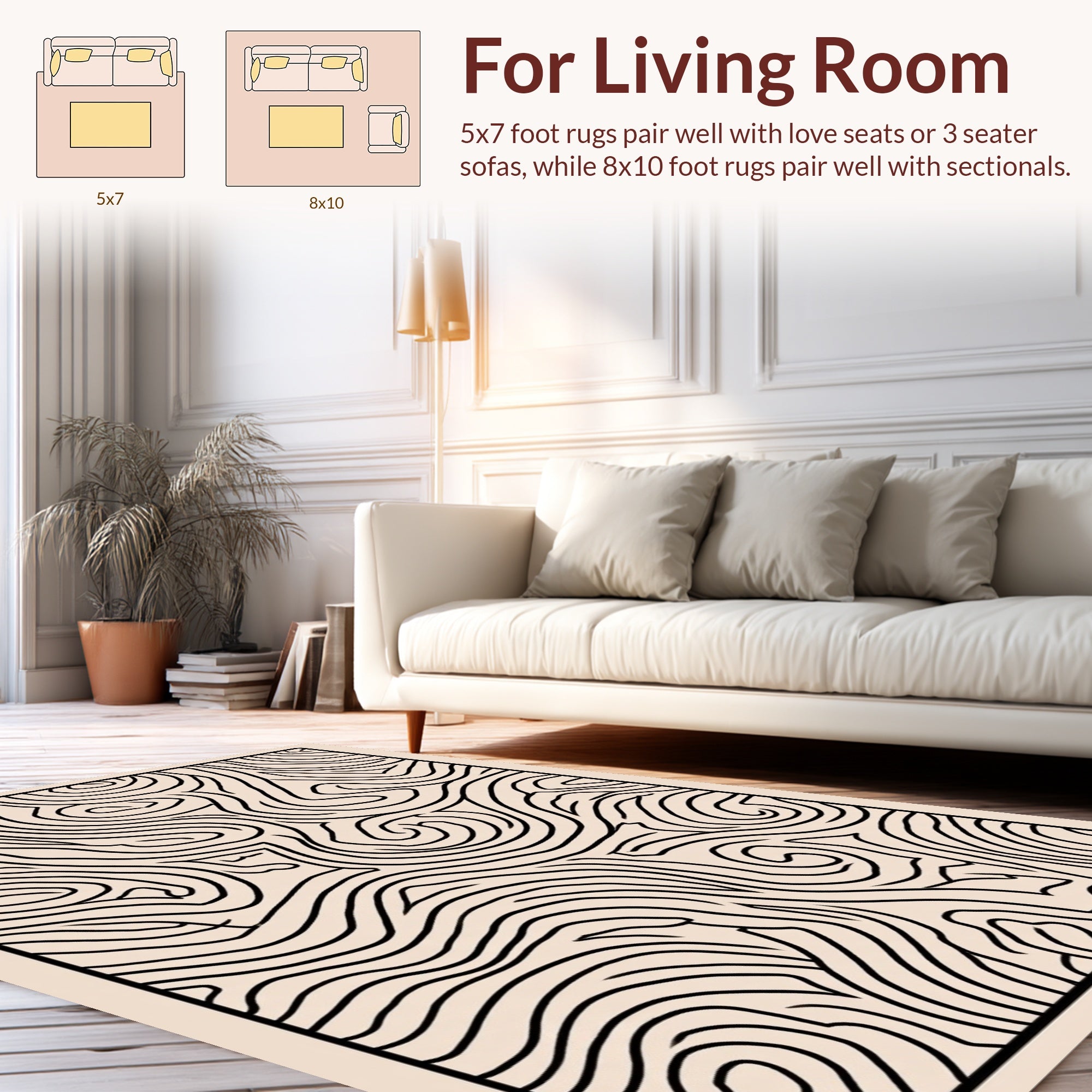 Abstract Swirl Line Art Design Rug
