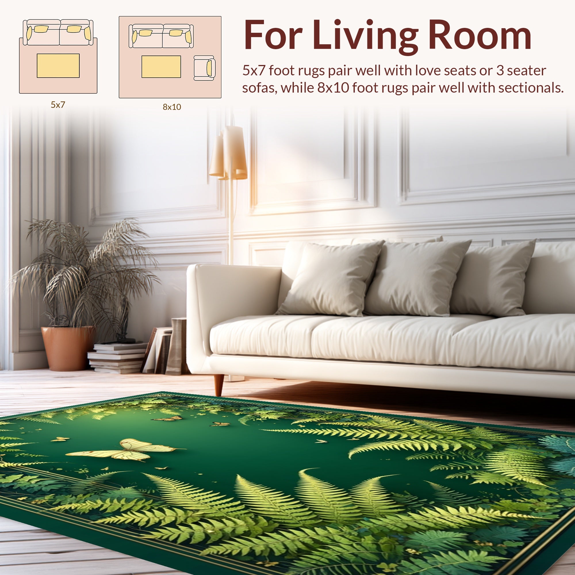 Lush Greenery Butterfly Garden Rug