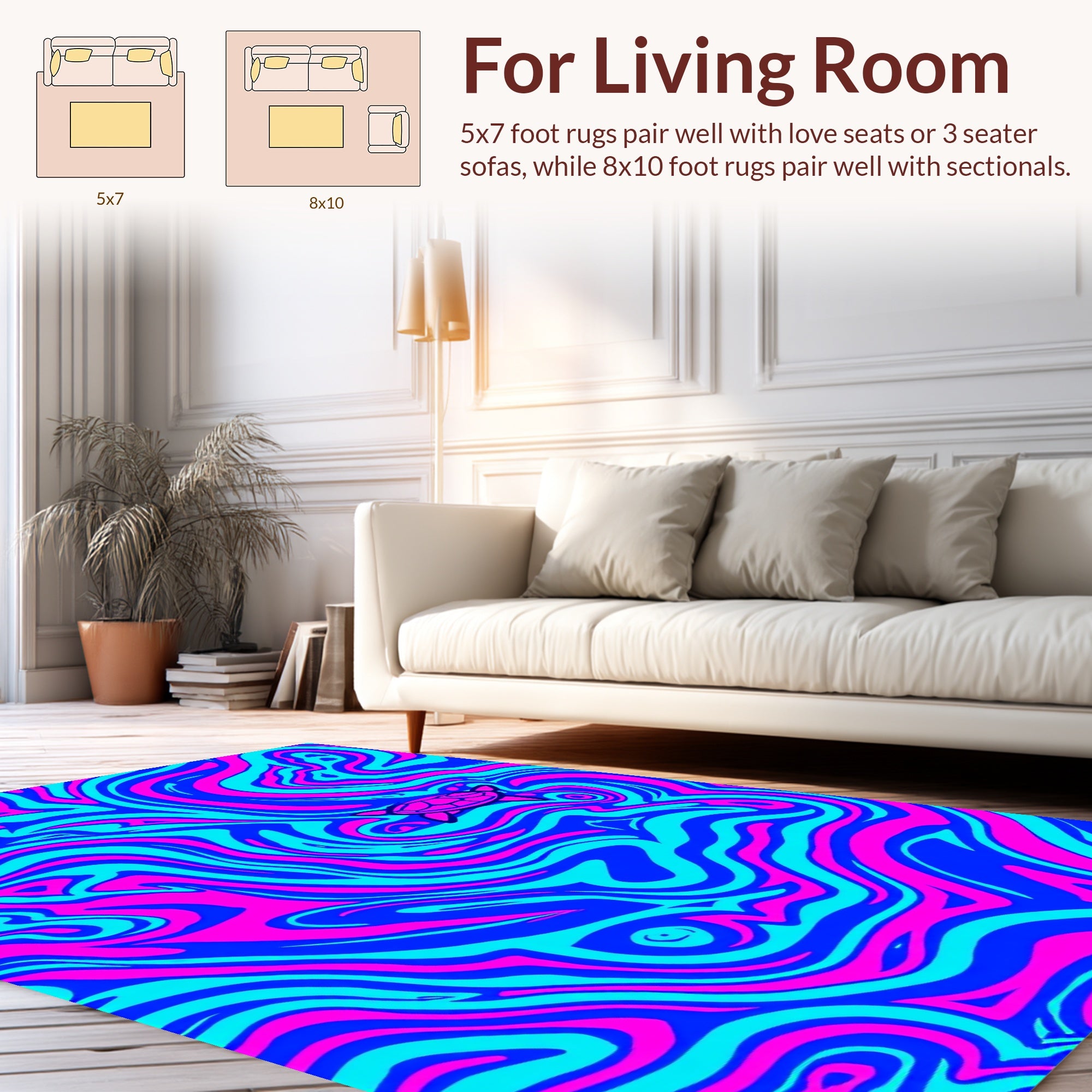 Trippy Swirl Turtle Pattern Rug
