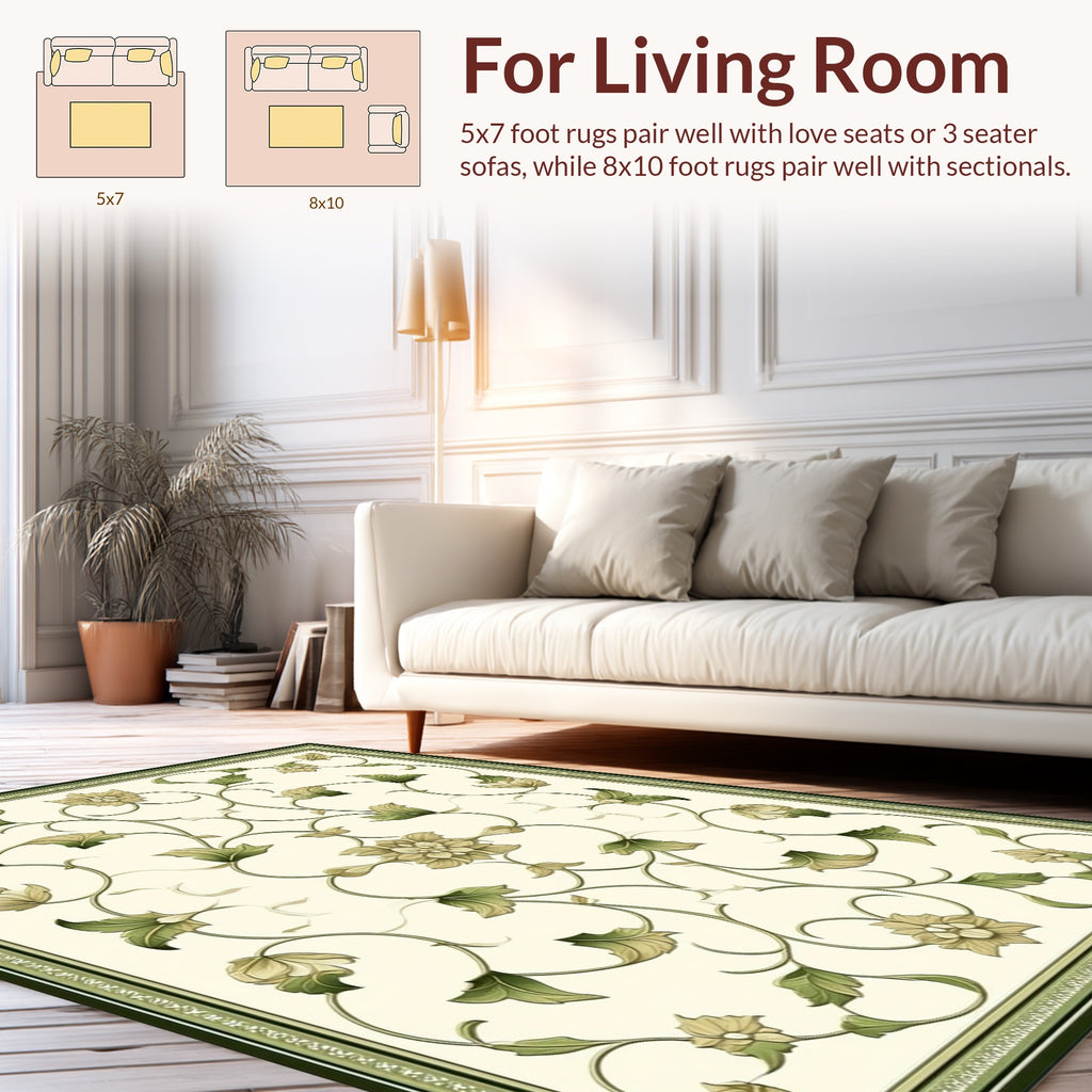 Elegant Floral Vines Patterned Rug