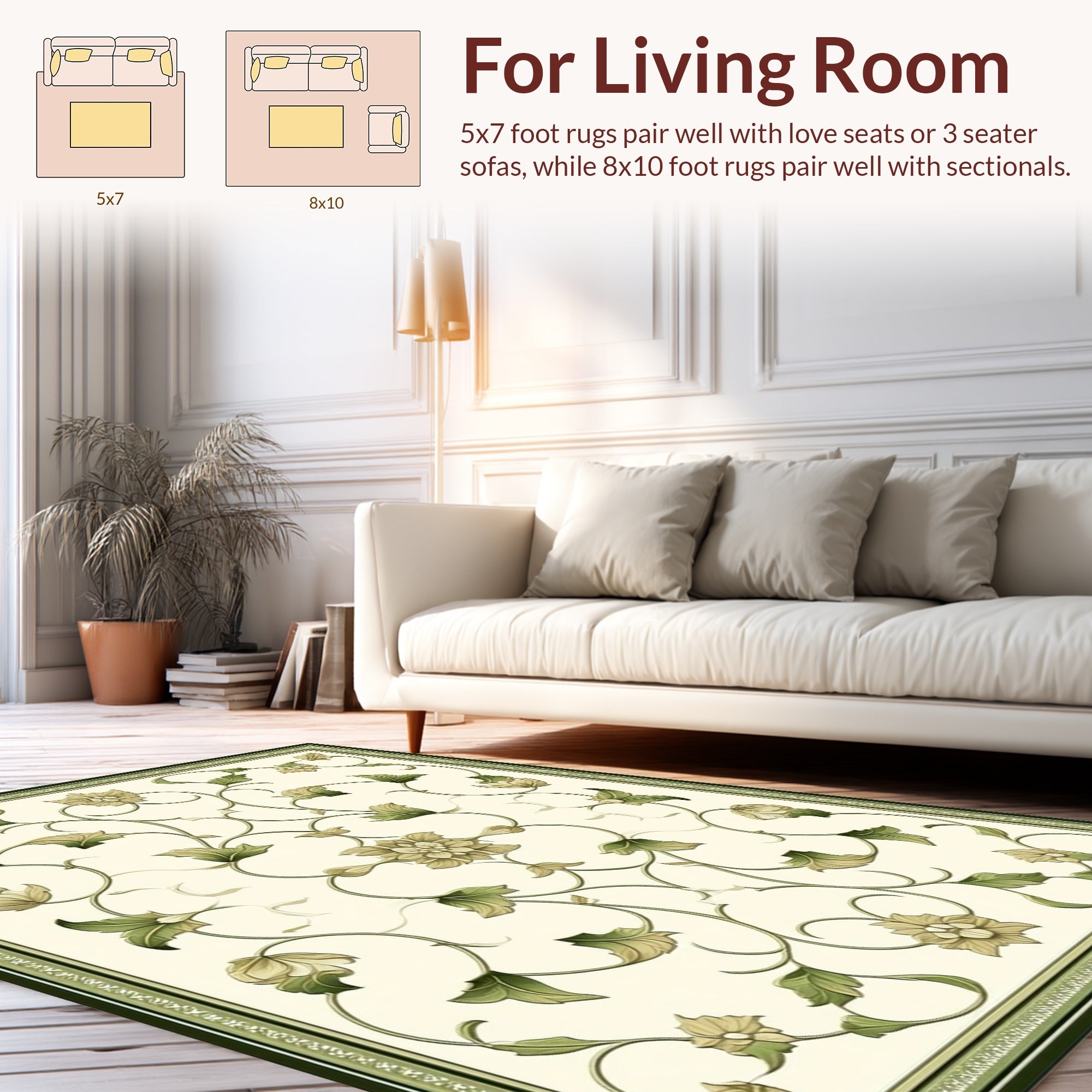 Elegant Floral Vines Patterned Rug