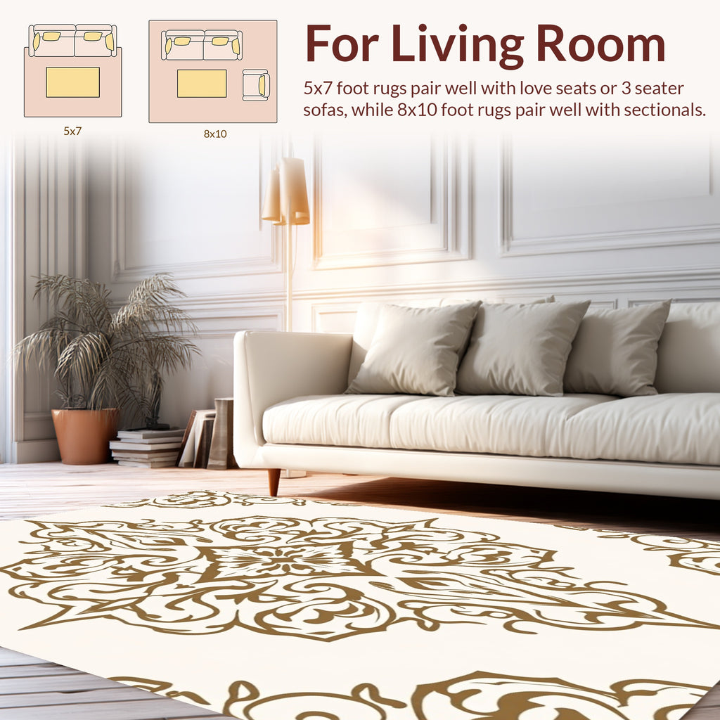Ornate Gold Floral Arabesque Rug