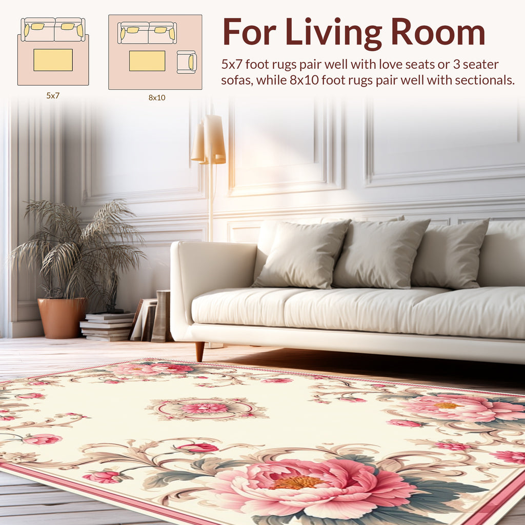 Shabby Chic Floral Vine Pattern Rug