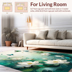 Whimsical Water Lily Butterfly Design Rug