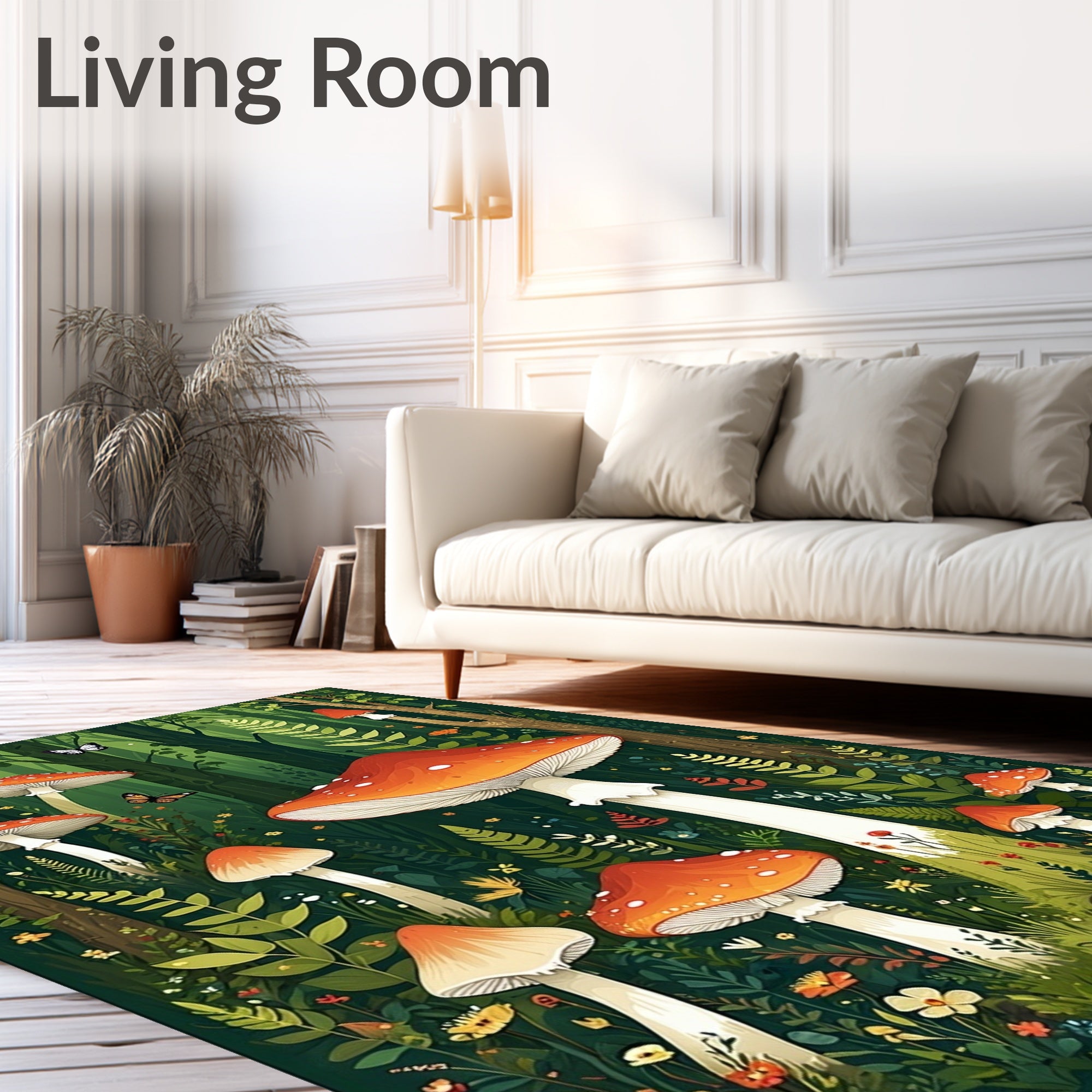Enchanted Forest Mushroom Pattern Rug