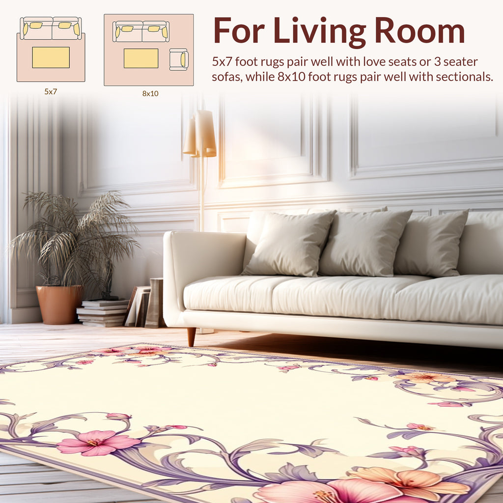 Ornate Floral Vine Pattern Rug