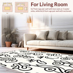 Black White Abstract Swirl Pattern Rug