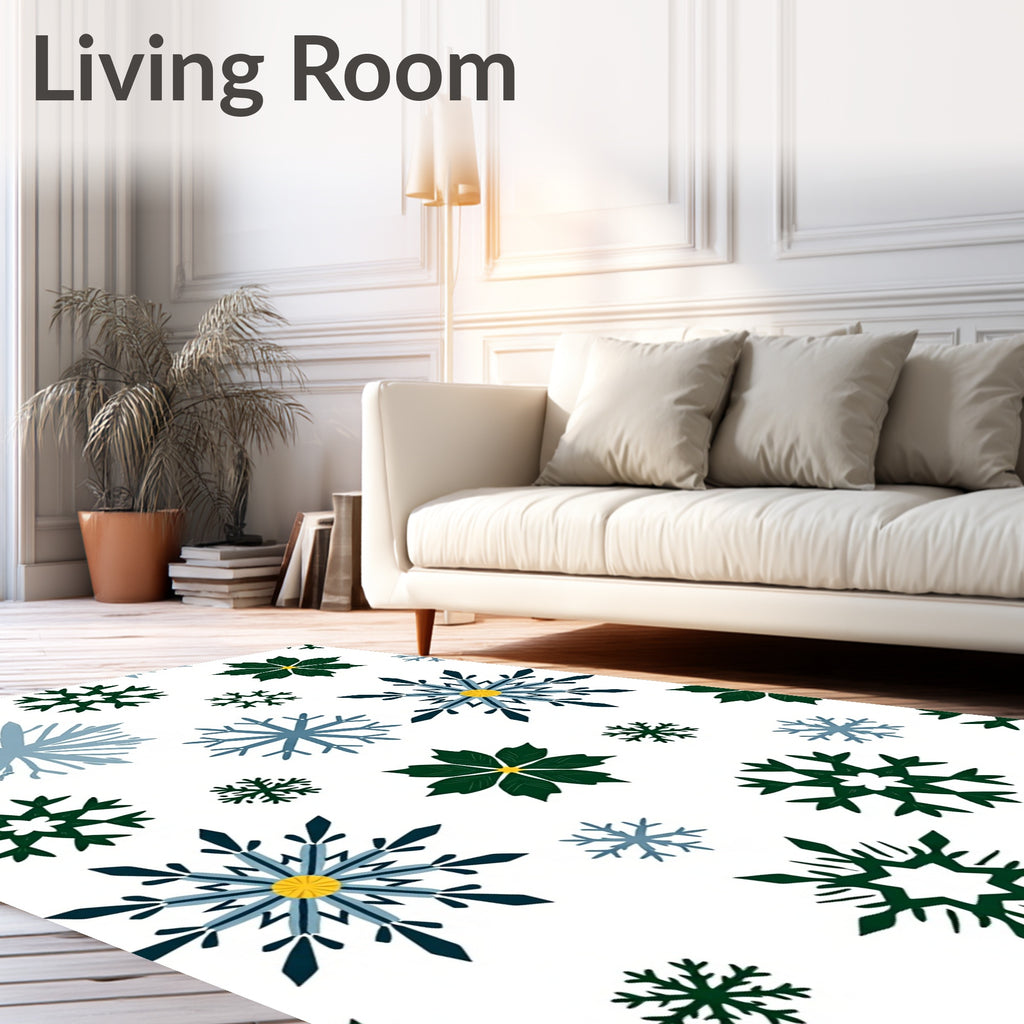 Deep Green Blue Snowflake Medallion Rug