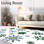Deep Green Blue Snowflake Medallion Rug