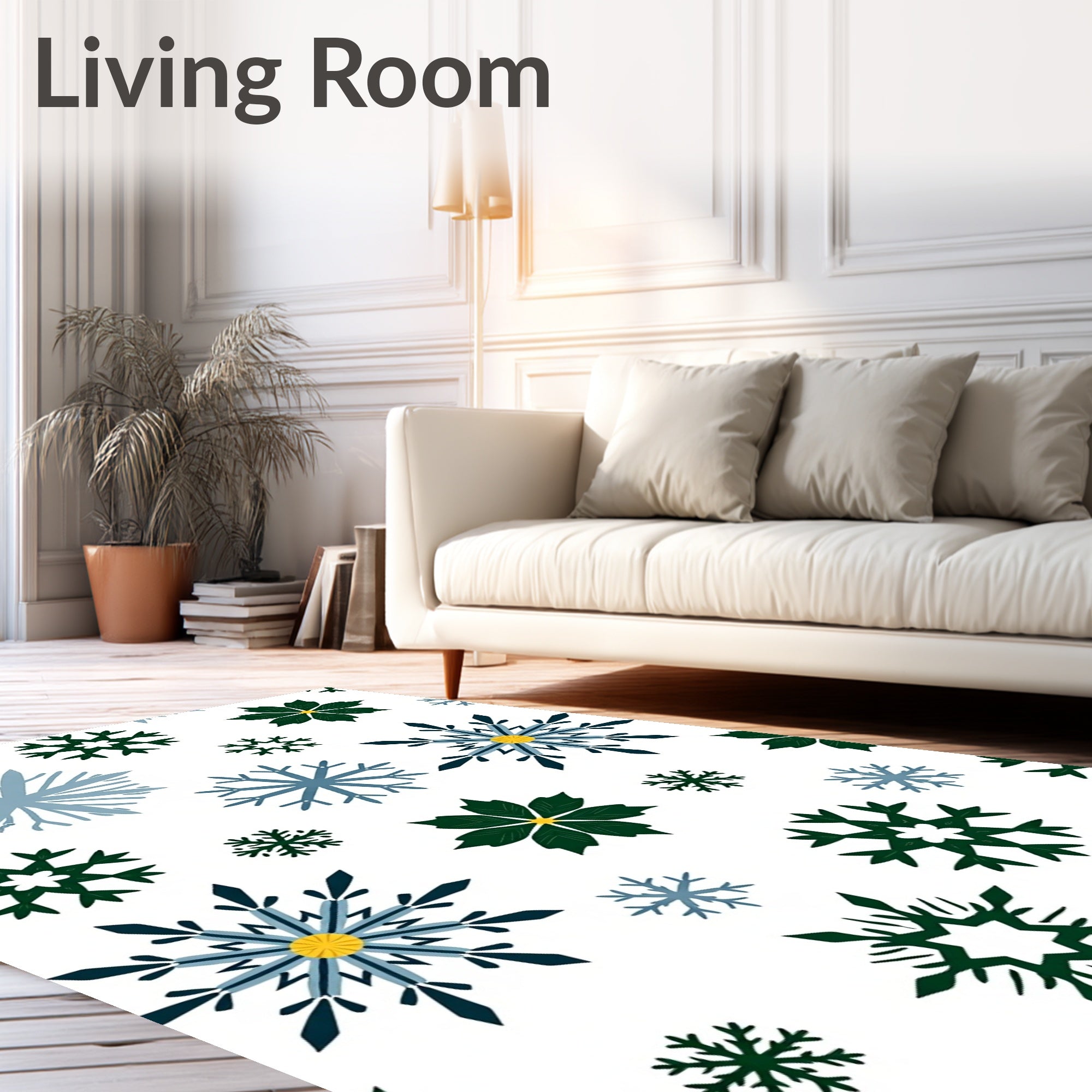 Deep Green Blue Snowflake Medallion Rug