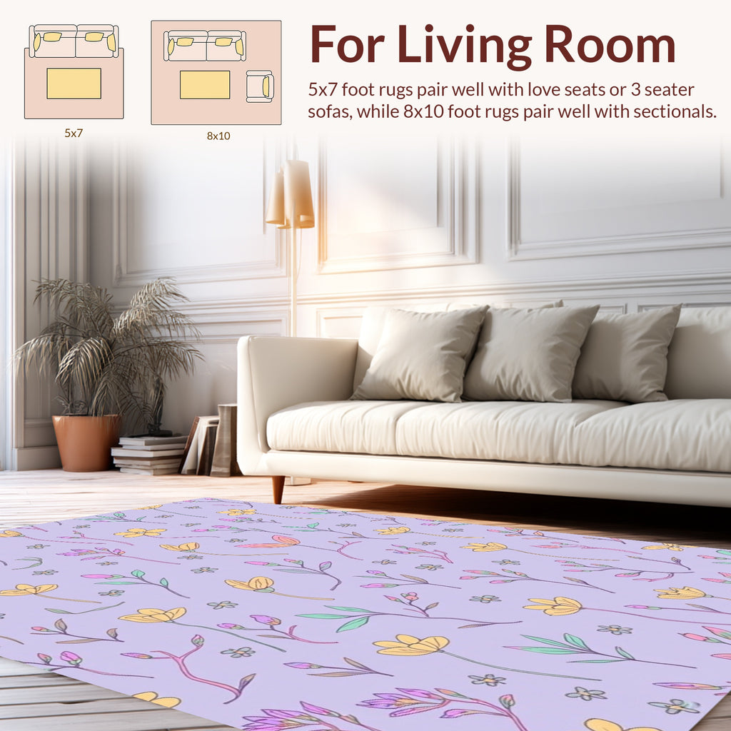 Pastel Floral Sketch Pattern Rug