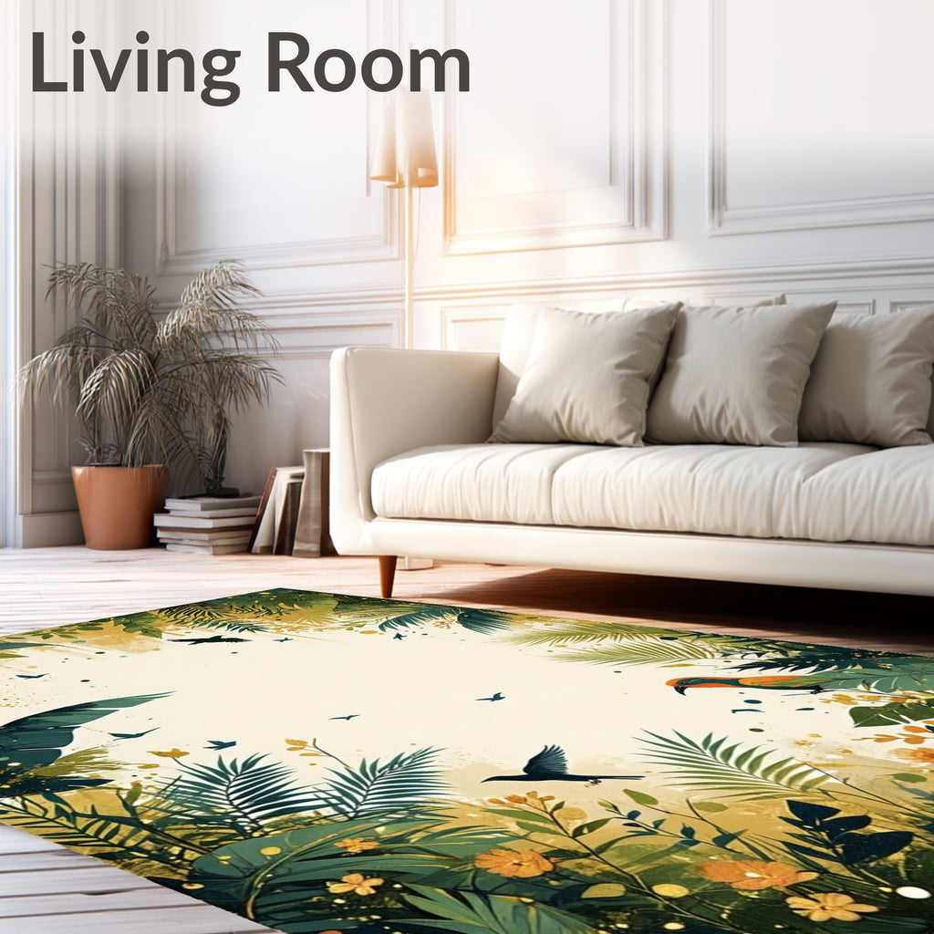 Jungle Birds Foliage Botanical Design Rug