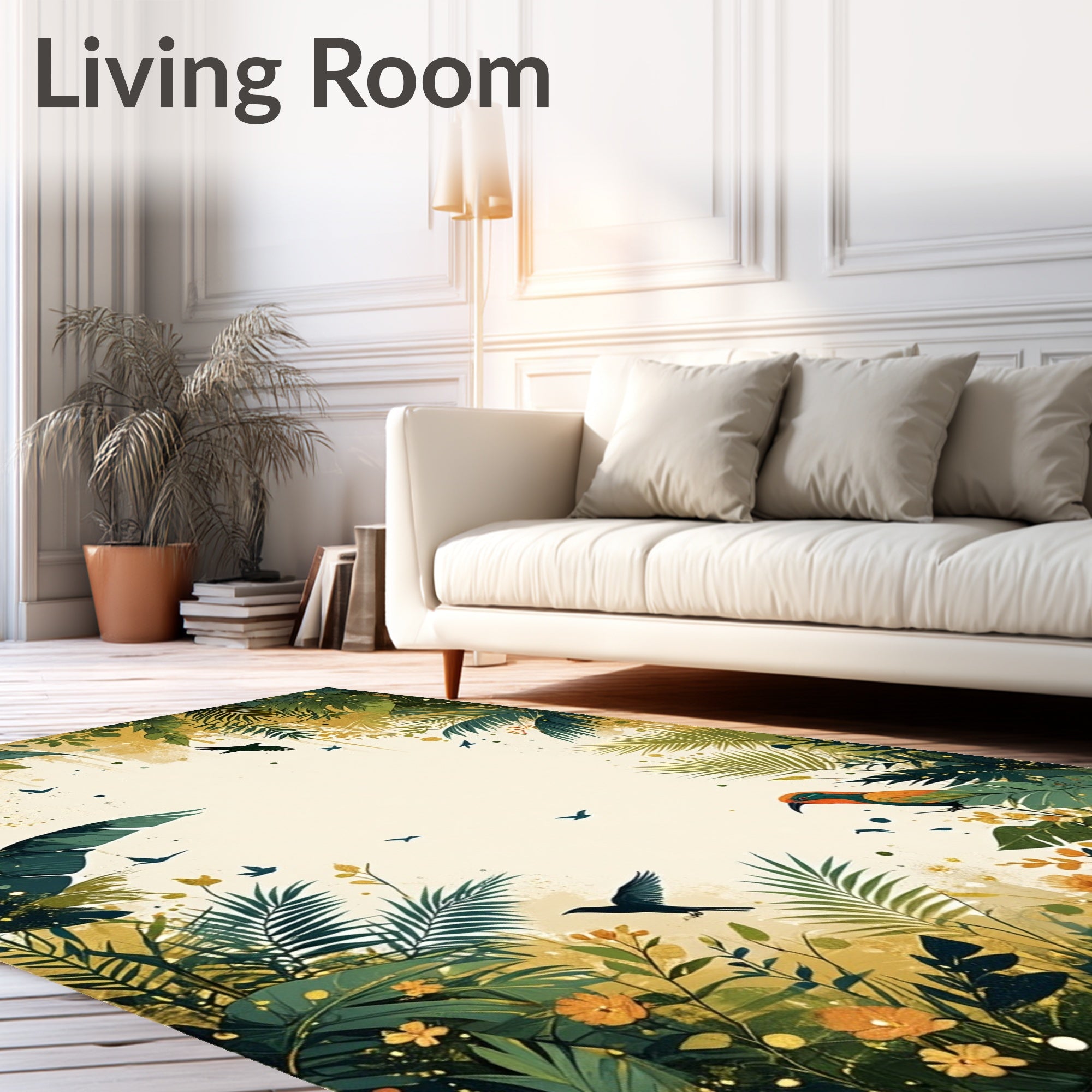Jungle Birds Foliage Botanical Design Rug