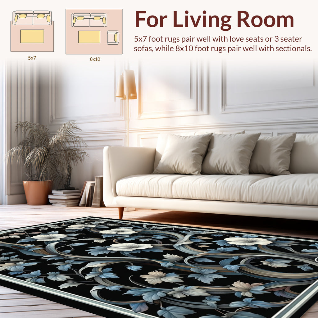 Art Nouveau Floral Swirls Design Rug