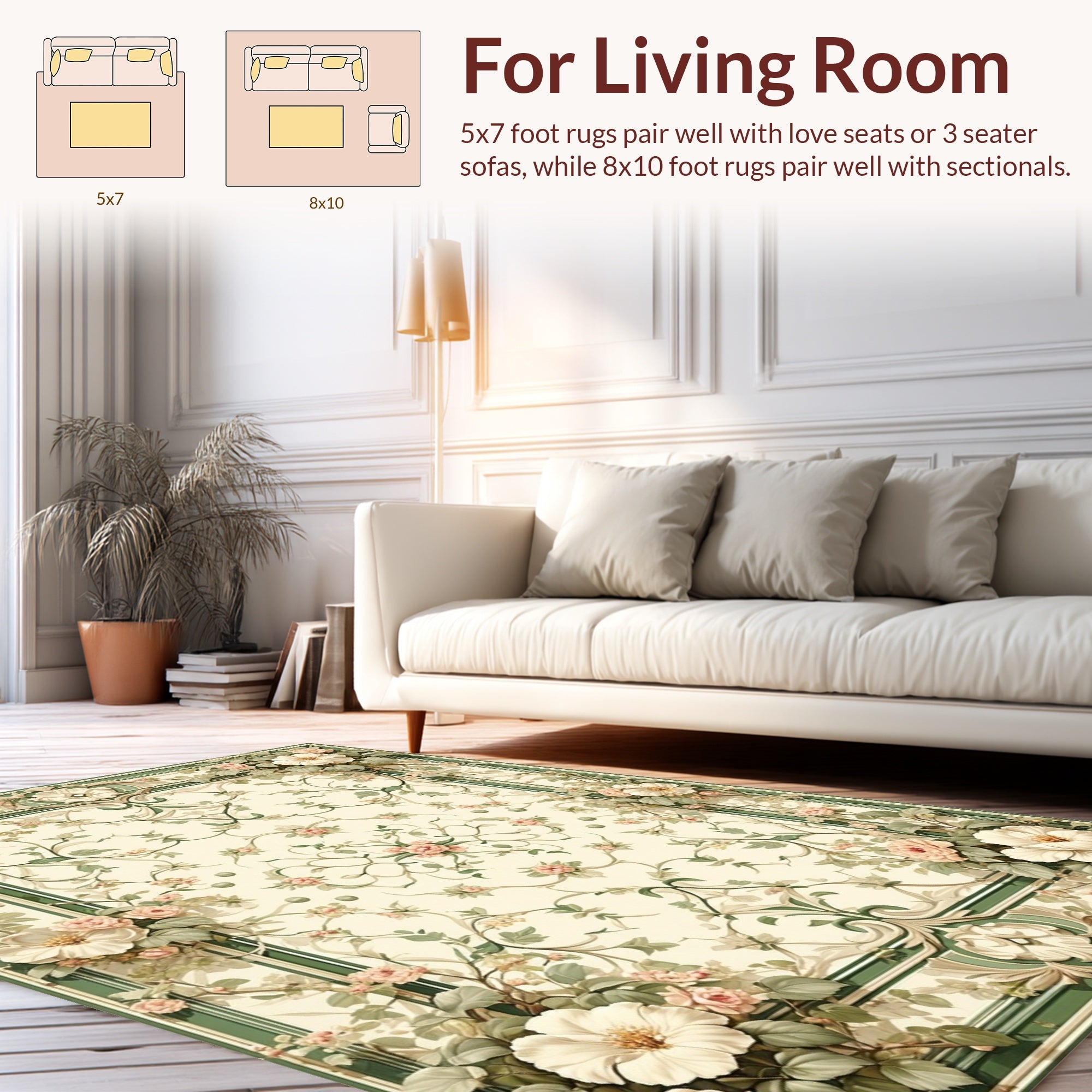 Elegant Floral Garden Pattern Rug