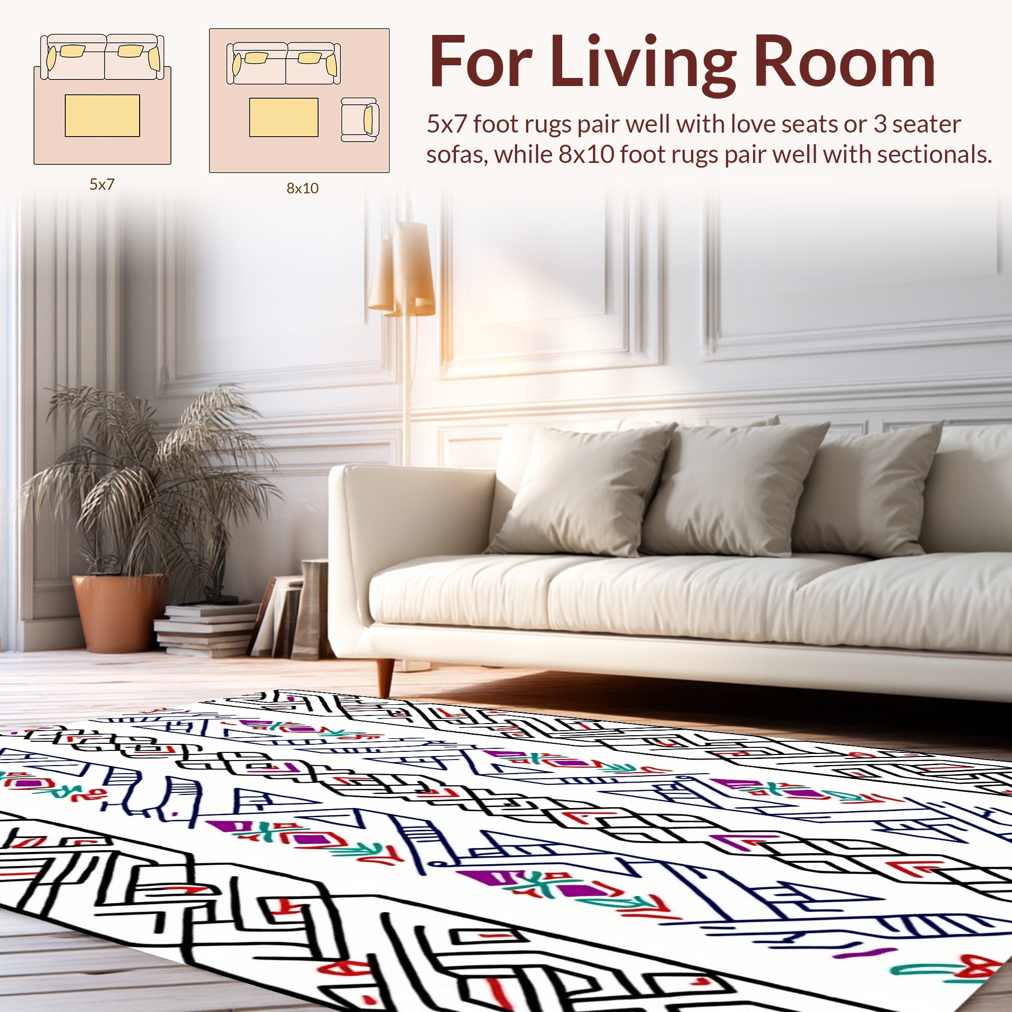Bold Geometric Stripe Pattern Design Rug