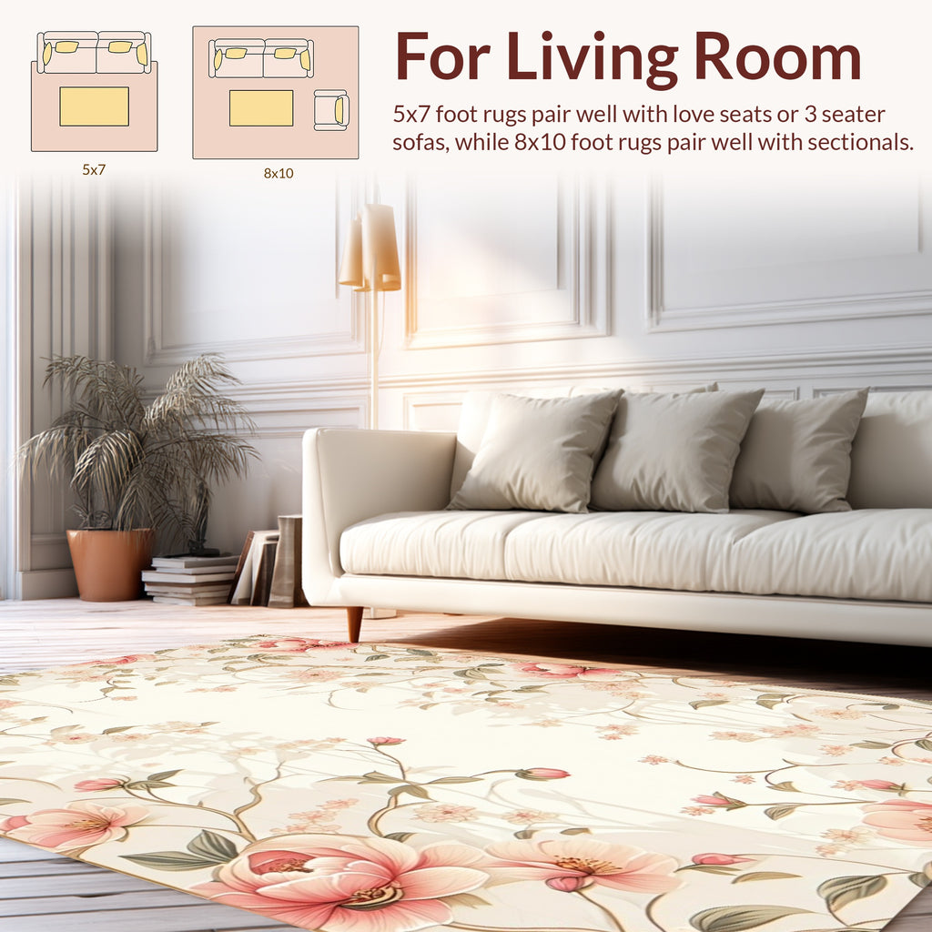 Pastel Floral Vine Pattern Rug