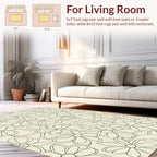 Outline Floral Pattern on Cream Rug