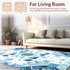 Intricate Blue Geometric Snowflake Pattern Rug